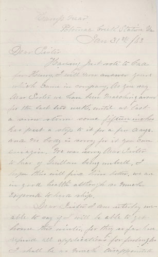 Letter by James W. Vanderhoef, Jan. 31, 1863