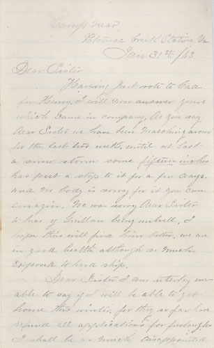Letter by James W. Vanderhoef, Jan. 31, 1863