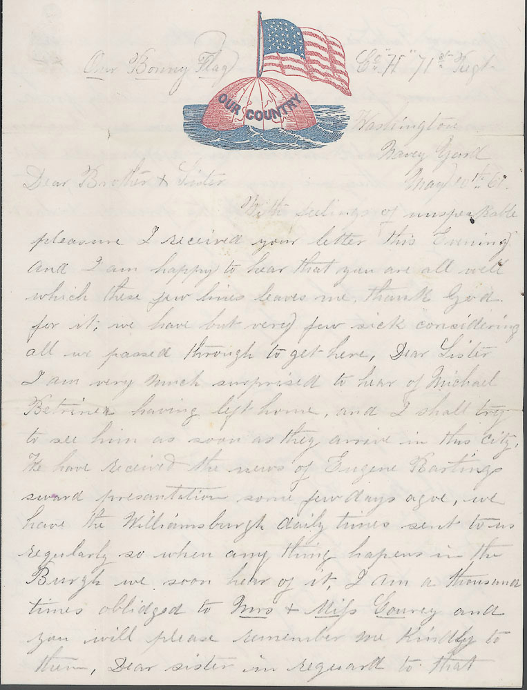 Letter by James W. Vanderhoef, May 10, 1861