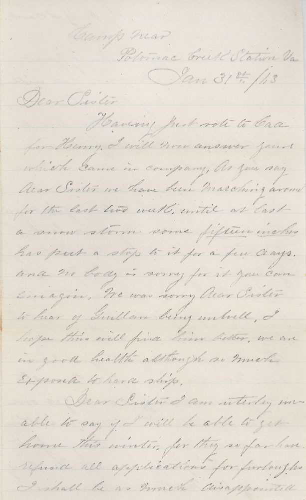 Letter by James W. Vanderhoef, Jan. 31, 1863