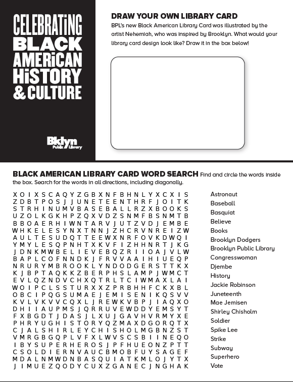 Image of Black American Library Card Activity Sheet