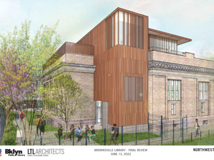 An rendering of Brownsville Library from the side