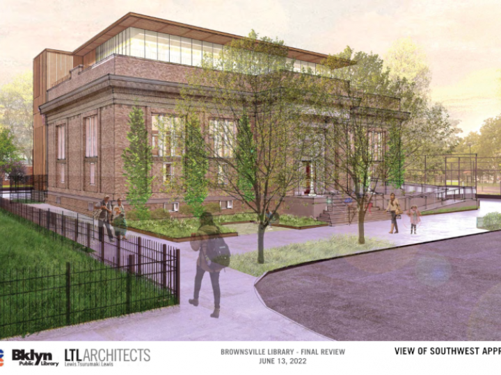 A rendering of Brownsville Library from the front
