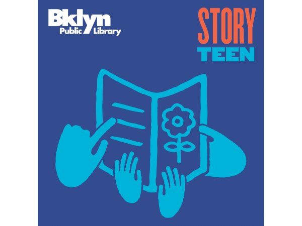 Hands holding a book, image also says StoryTeen and has BPL logo